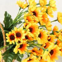 1 Rama De 7 Cabezas De Girasoles Artificiales 29cm Flores Falsas Para Decoración De Jardín Librería Bodas Cafeterías Eventos - details 6