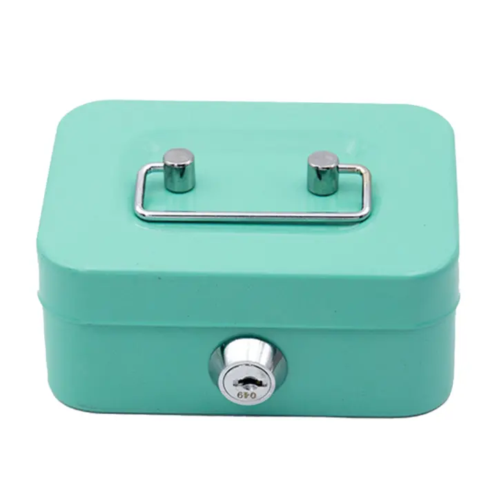 Caja De Ahorro Con Llave De Metal Para Monedas Organizador De Dinero Pequeño Para Adultos Y Niños Tamaño 4.53x3.78x2.28 Pulgadas - 1