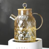 Tetera De Vidrio Con Tapa De Bambú Kettle Resistente Al Calor Tamaño 1/1.5/1.8L Juguete Para Bebida Hogareña Nordic - details 4