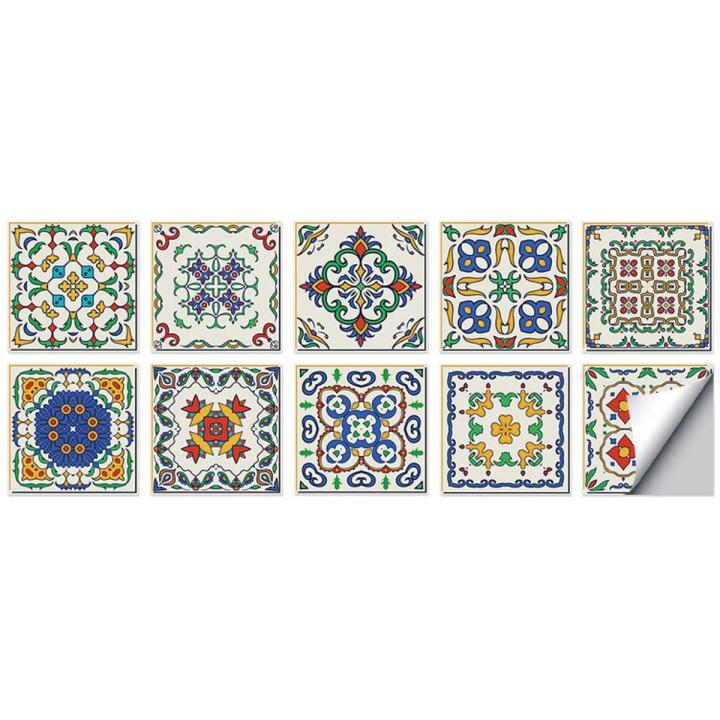 Om Home Juego de 10 pegatinas autoadhesivas para azulejos de 15 x 15 cm, pegatinas decorativas para paredes de azulejos para el hogar, baño, pegatinas de azulejos de PVC impermeables, cocina, papel tapiz decorativo de pared resistente al aceite, adecuado