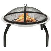vidaXL Brasero y Barbacoa 2 en 1 Atizador Acero Inoxidable 56x56x49 cm Horno Color Plateado,  Negro, y mas - details 0