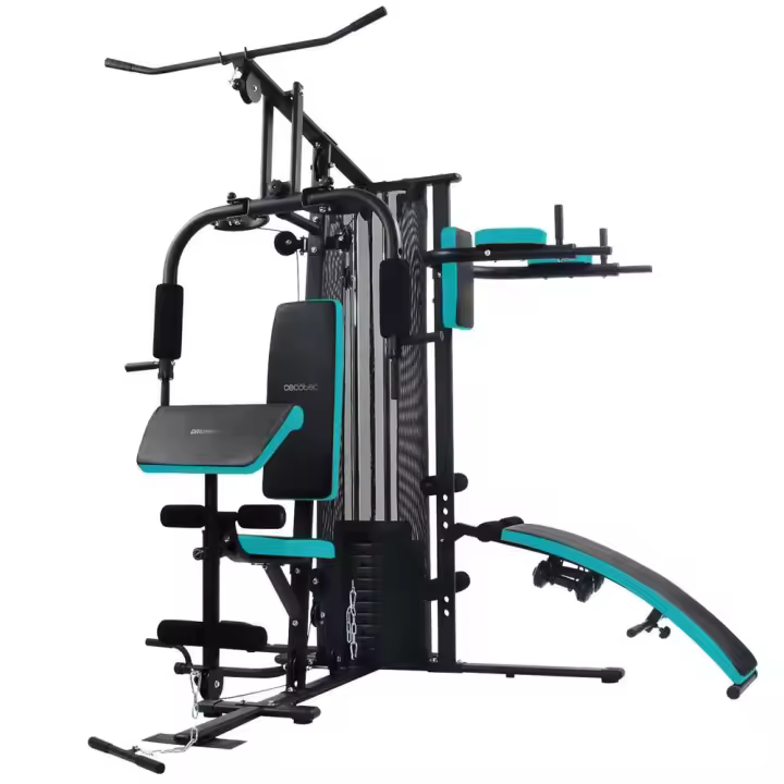 Multiestación de entrenamiento multifuncional. 2 estaciones. Bloque de pesas total de 65 Kg. Full-Body Workout. Con almohadillas acolchadas. Ajustable. Estructura de acero. - 1