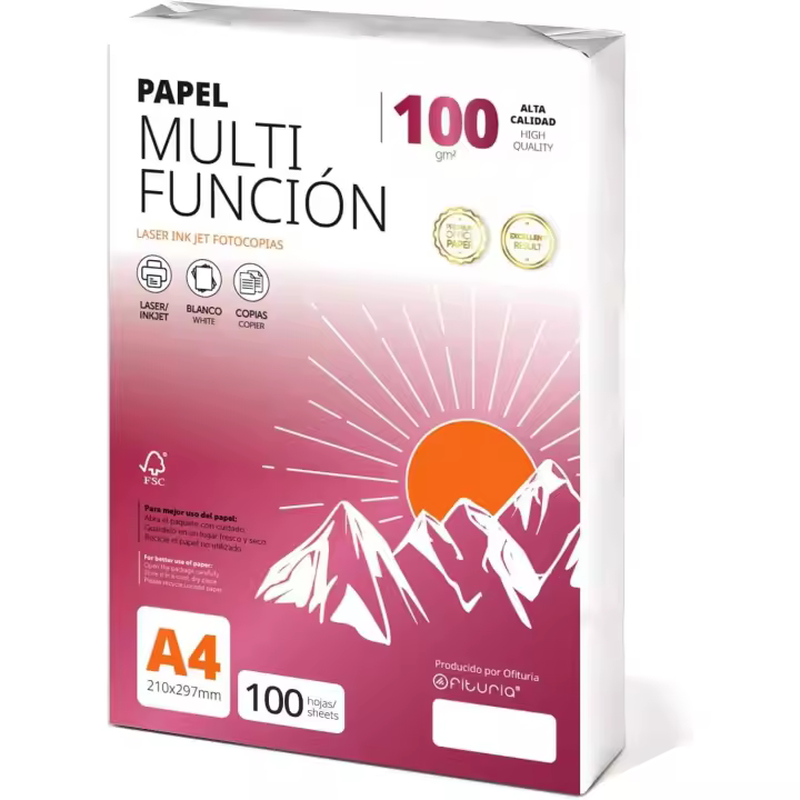 Folios a4 100gr 100 hojas, Papel Multiusos para Impresora, Folios para Impresoras Láser y de Inyección, Fotocopiadora, Para uso Oficina, Material Escolar, Paquete de folios - Ofituria - 1