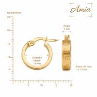 AMIA Aros de Oro 18K con Greca, Cierre Italiano y Diseño Unisex para Mujer, Hombre y Niña. - details 0