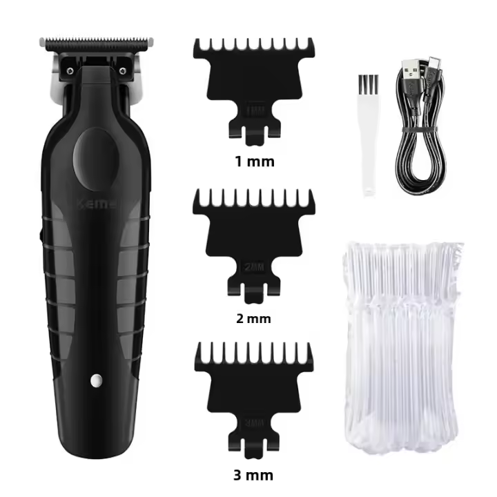 Kemei KM-2299 Afeitadora Eléctrica Recargable Sin Cable USB Para Barberos Corte De Pelo Rápido Para Hombres Negro Con 3-4 Piezas De Adornos - 1