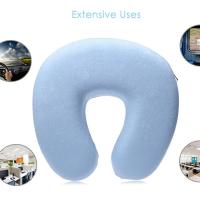 Cojín De Viaje Inflable Universal U Shaped Suave Soporte Para Cuello Y Cabeza Almohada Aire Conveniente De Poliéster / Algodón - details 3