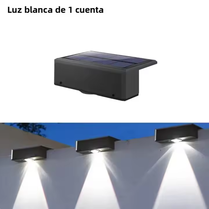 Lámpara De Pared Solar Exterior Impermeable Para Jardín O Valla Con Iluminación Fuerte Y Moderna Sin Bombillas Incluidas - 1