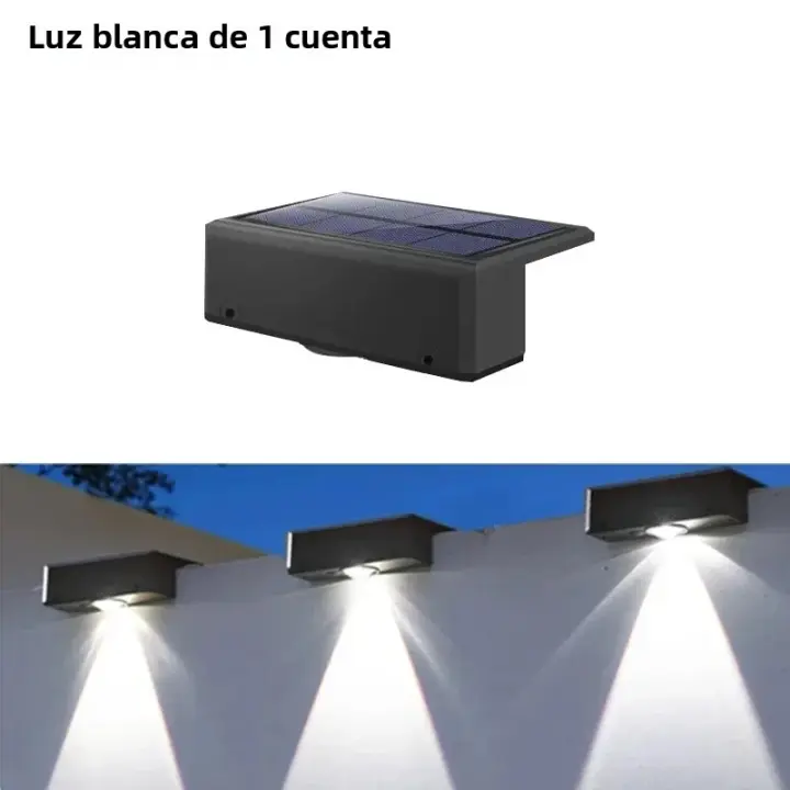 Lámpara De Pared Solar Exterior Impermeable Para Jardín O Valla Con Iluminación Fuerte Y Moderna Sin Bombillas Incluidas - 1