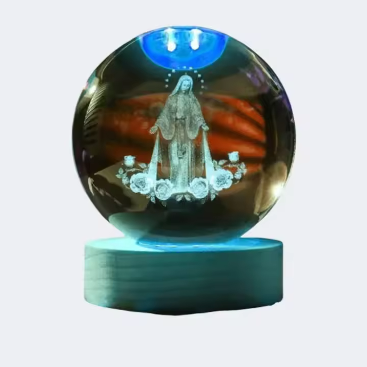 Lámpara De Cristal 3D Grabado Por Láser De La Virgen María Decoración Para El Hogar Regalos Para Mamá Y Esposa Para Devotos - 1