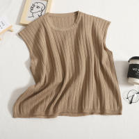 Nuevo traje de punto Korean, Chaleco sin Mangas de Color sólido, High Belt, pantalones de pierna Ancha adelgazantes, pantalones de Nueve Puntos, traje de Dos piezas (Negro) - details 2