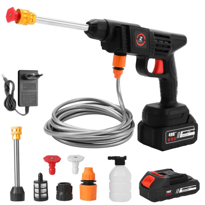 200W 50Bar Cordless High Pressure Spray Gun Car Washer Washing Gun High Power Cleaning Machine Power Tool for Makita 18V Battery - 1