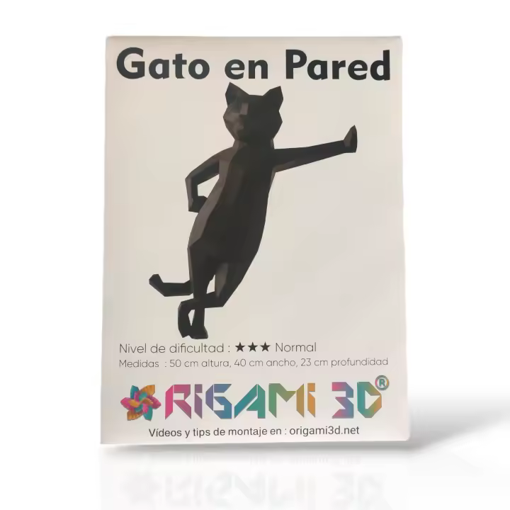 Origami 3D Papiroflexia, Gato en Pared, Figura Decorativa, Móntalo Tú Mismo. Manualidad Para Niños y Adultos. Disfruta y Decora. - 1