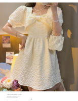 Vestido Vintage Bordado YUQI Para Mujer Verano 2024 Cierre De Cremallera Estilo Hepburn Retro Elegante Mini Con Cinturón Y Bow - details 12