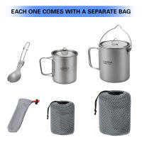Set De Utensilios De Cocina De Titanio Lixada 750ml Olla 350ml Taza Con Tapa Mango Plegable Cuchara Plegable Para Camping - details 7