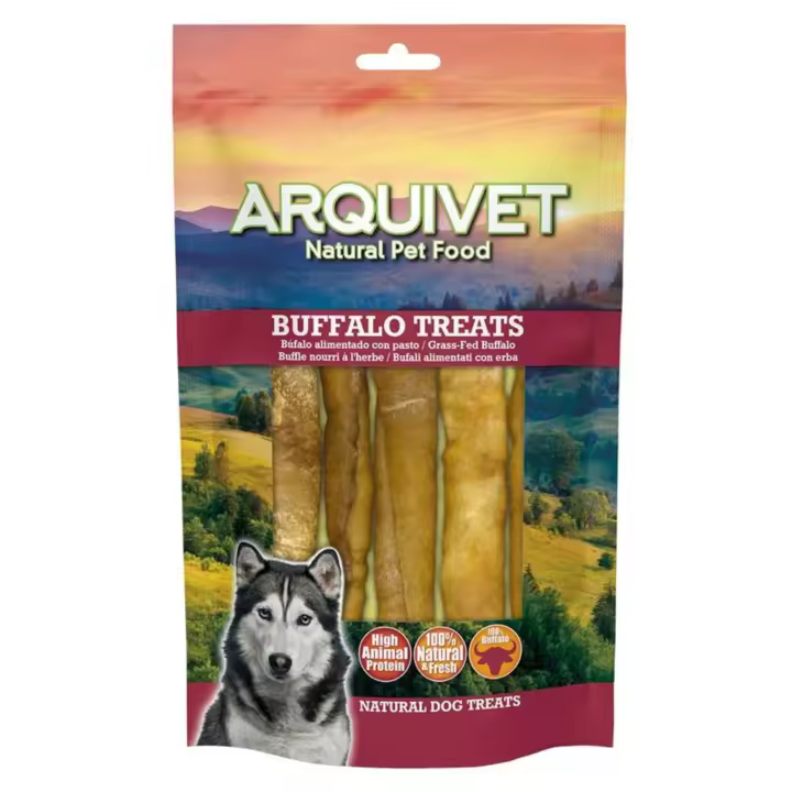 Barritas de colágeno de Búfalo - 12 cm - 100 g - 5 unidades - Snack para Perros Natural - Salud Articulaciones y Huesos - Bajo en Grasa - Arquivet - 1