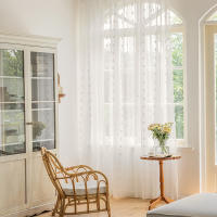 Cortinas Blancas Voile Transparentes Para Sala De Estar Con Borlas Rod Pocket Decoración De Boda Y Fiesta Valsan Puerta Panel De Malla - details 8