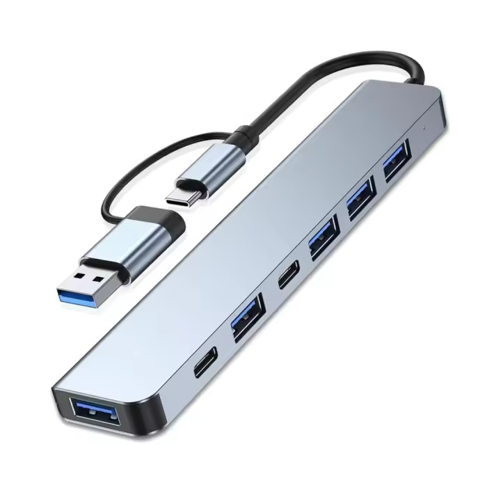 Hub USB C 7 en 1, Marca NFMAXONE Ataptador USB C con 5 USB 3.0 + 2 Tipo C, Carga PD 100W, 5 Puertos USB 3.0, USB C Hub Multipuerto para Portátiles, Compatible PC, Tableta, MacBook Air/Pro, iPad Pro, iPhone 16 Serie - 1