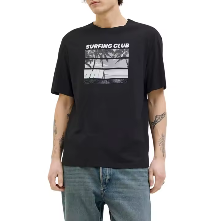JJPORTO TEE SS CREW NECK Black - 1