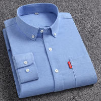 Camisa De Oxford Para Hombre 5XL Manga Larga 100% Algodón Color Sólido Cuello En V Regular Ropa Diaria Botones - details 7