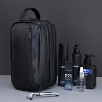 Bolsa De Viaje Para Hombres Doble Capa De Cuero PU Organizador De Baño Resistente Al Agua Para Shaving Y Cosméticos Kit Dopp Estuche De Almacenamiento - details 5