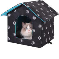 Casa De Gato Impermeable Para Exteriores Villa De Tienda Para Perros Refugio Plegable Para Mascotas Casa De Gatos Collapsible - details 1