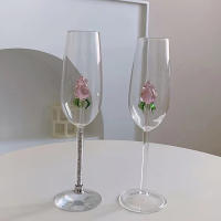 Vaso De Champán Creativo 3D Rosa De Vidrio Con Rosas Incorporadas Para Vino Tinto Y Blanco Vaso De Bebida Goblet Regalo Lindo Para El Día De San Valentín - details 9
