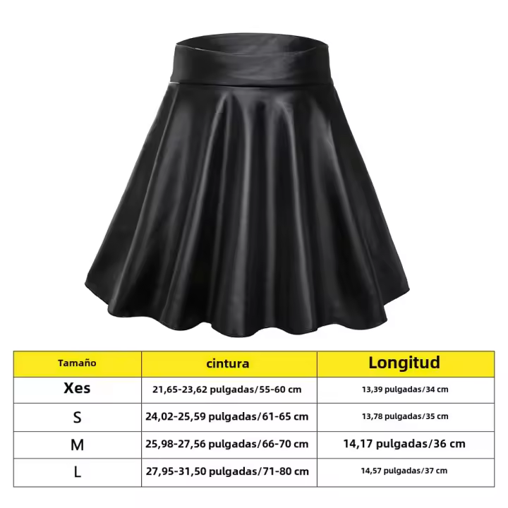 Falda Corta De Cuero Sintético Para Mujer Cintura Alta Elástica Estilo Streetwear Adecuada Para Trabajo Y Club Nocturno - 1