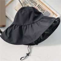 Sombrero De Pescador Grande Para Mujer Protección Solar Verano Negro Sombrilla Estilo Coreano Sombrero De Protección Solar - details 8