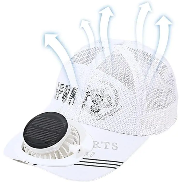 Chapéu com ventilador de energia solar, chapéu de sol com ventilador | boné de camionista boné de beisebol | chapéu de praia solar com ventilador de refrigeração, chapéus desportivos com, Preto 4-8 horas - 1