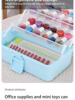 Caja De Almacenamiento De Manualidades Con Tres Capas Transparentes De Plástico Caja Plegable Para Herramientas Caja De Almacenamiento Para Artesanos Estudiantes De Arte Y Costura - details 1