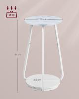 Mesa Auxiliar Redonda de 2 Niveles, Mesita de Noche con Tapa de Cristal y Estante de Aglomerado, Estilo Moderno, Ideal para Sala de Estar y Espacios Pequeños, Blanco Mármol - details 4