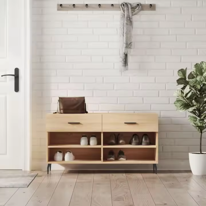 vidaXL Banco zapatero madera de ingeniería roble Sonoma 102x35x55 cm - 1