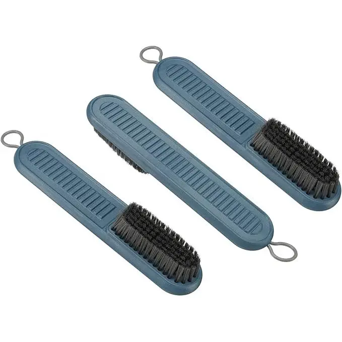 Verde Cepillo de Limpieza PP Cerdas con Mango de ABS Agujero Colgante - Pack de 3 Frotamiento Doméstico para Zapatos Ropa Zapatillas de Deporte - Azul - 1