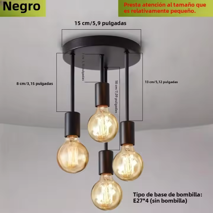 1Pc Lámpara De Techo Moderna Negra Con Base E27 Para Dormitorio Cocina Pasillo Corredor Sin Bombilla Adecuada Para Iluminación Diaria - 1