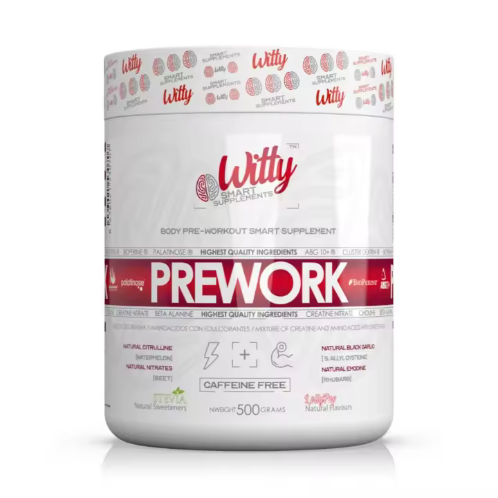 MTX nutrition  PREWORK WITTY  [500g.] LolyPop (cereza) – Preentrenamiento PREMIUM de Activación orgánica sin CAFEINA para máximo rendimiento - 1