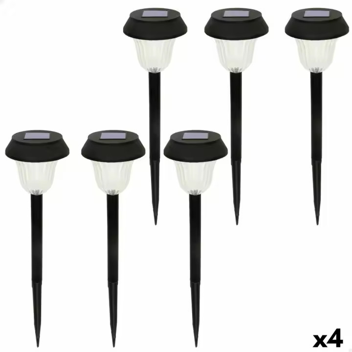 Set de estacas solares de jardín Aktive 6 Piezas Acero Inoxidable Plástico 10 x 38 x 10 cm (4 Unidades) - 1