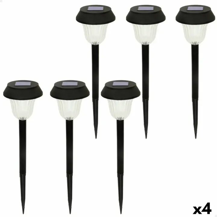 Set de estacas solares de jardín Aktive 6 Piezas Acero Inoxidable Plástico 10 x 38 x 10 cm (4 Unidades) - 1