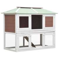 vidaXL Madera Conejera Jaula de Animales con Doble Piso Casita Caseta Mascotas Color Latón,  Marrón,  Rojo y mas - details 2