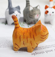 Adorno De Gato De Madera Hecho a Mano Ornamento De Animal Creativo Para Escritorio Decoración De Artesanía Tamaño Pequeño - details 10