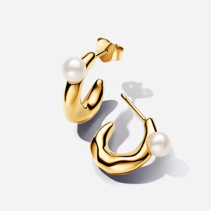 PANDORA ESSENCE Pendientes de perla, ovalados, abiertos, versátiles, modernos, hermosos, significativos 520, regalo - 1