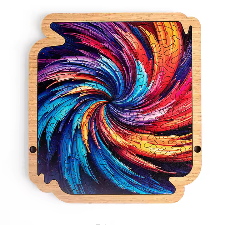 DAM. Puzle y marco de madera con 77 piezas. Diseño Tornado colorido. 13x1x14cm. - 1