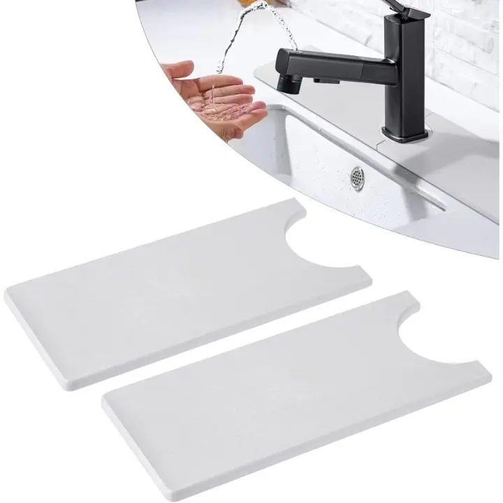 2 Gris Diatomita Grifo Absorbente Esteras Fregadero DE LA Cocina Grifo Protector de Salpicaduras Esteras de Secado - 1