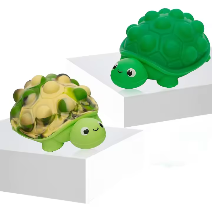 Juguete antiestrés con forma de tortuga de silicona 3D que empuja burbujas, juguete sensorial para aliviar la ansiedad y el estrés. - 1