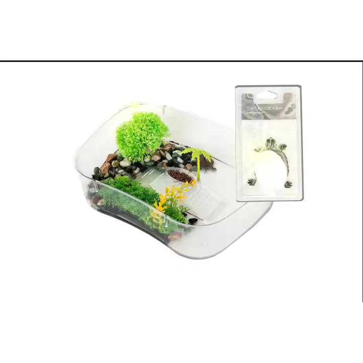 TORTUGUERA para Tortugas de Agua Y Bloque de Calcio Gratis, Regula ácido y Necesario para su caparazón - terrario/Acuario – L32cm, W23cm, H10cm. - 1