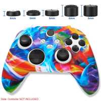 Ociodual Funda de Silicona Compatible Con Mando Xbox X/S Multicolor Water transfer Skin Carcasa Anti Caídas Goma Suave Estuche - details 4