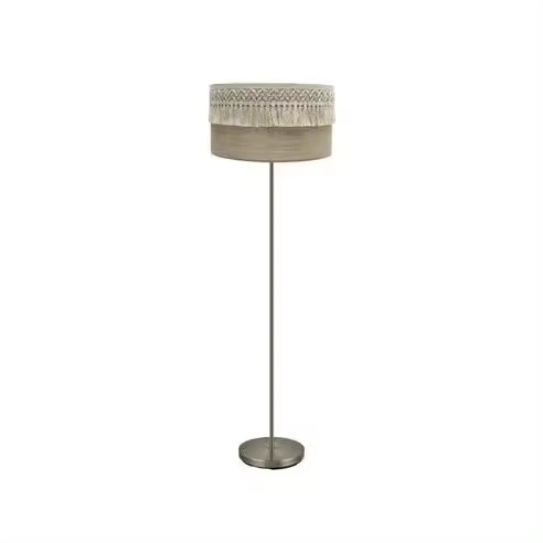 Lámpara de Pie Ekaterina FABRILAMP - Diseño Elegante - Cuero/saco - 164x40x40 Cm - Pasamanería - 1