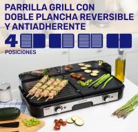 XSQUO Useful Tech Easy BBQ. Parrilla Grill Teppanyaki - 2400 watt de potencia - Doble plancha de aluminio Reversible y Antiadherente - Superficie XXL mixta con plancha y grill - Gran superficie de cocinado - Dos termostatos independientes . - details 1