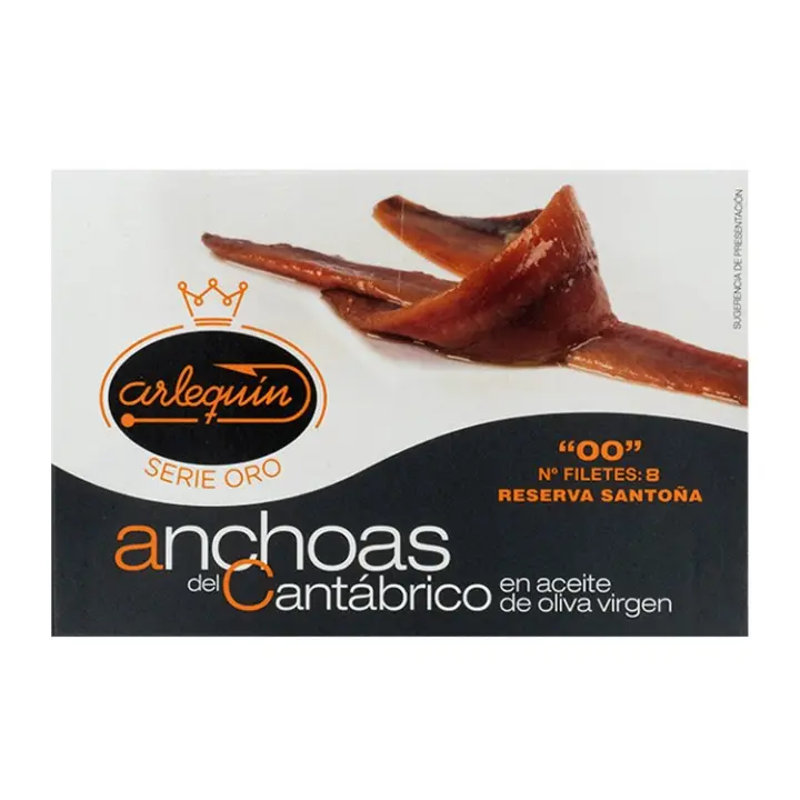 ARLEQUIN Anchoa 0,0 serie ORO 8 filetes del Cantábrico aceite de oliva, reserva Santoña  120 ml - 1