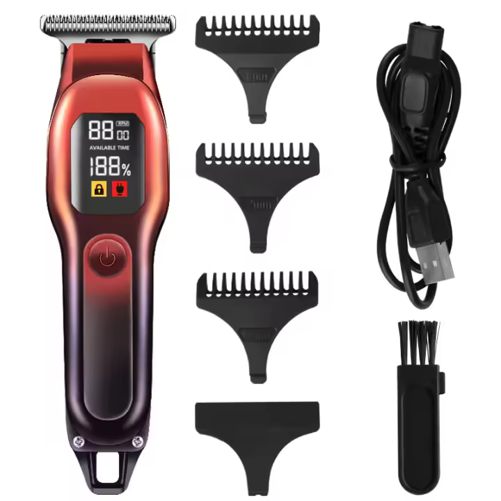 Recortadora De Pelo Profesional Recargable Con Pantalla Digital Baja Ruido Y Luz Auxiliar Kit De Recortadora De Pelo - 1