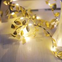 Cadena De Luces LED De 20 LEDs Pequeñas Hojas Doradas 2M Con Pilas Incluidas Para Decoración De Bodas Y Fiestas En Casa Navidad DIY - details 5